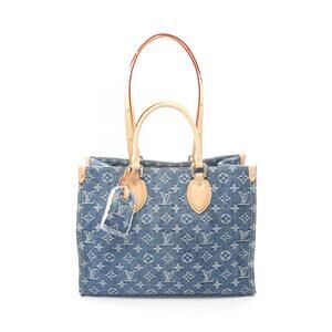 Louis Vuitton On the Go LV Remix Monogram Denim Tote Bag leather blue brown